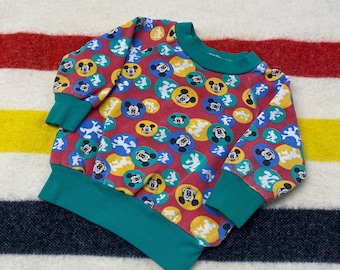 Sz 6-12Months 80s Mickey Mouse Multi Color Baby Crewneck Sweatshirt