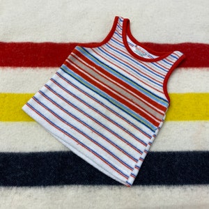 Sz 3T Vintage 70s Striped Terry Cloth Tank Surf Toddler T Shirt USA Made