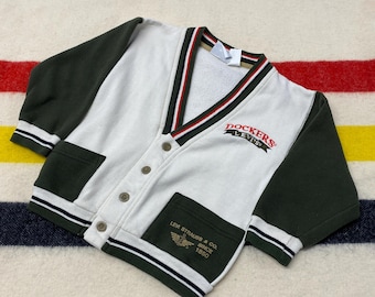 Suéter tipo cárdigan para niño pequeño, talla 6, años 90, de Levi's, color verde oliva y blanco