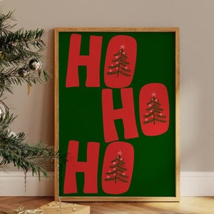 Vintage Christmas Wall Art, Digital Art Download, Whimsical Christmas Print, Trendy Holiday Wall Art, Cute Christmas Art Print