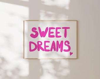 Impresión Sweet Dreams, impresión horizontal sobre la cama, impresiones de dormitorios, impresiones de dormitorios de niñas adolescentes, apartamento universitario, mediados de siglo, impresiones estéticas