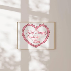 Sweet Dreams Print Above Bed Horizontal Trendy Coquette Dorm Room Prints Teen Girl Bedroom Wall Art College Apartment Aesthetic Printables