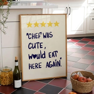 chef was cute aesthetic kitchen print retro wall art... Chef Was Cute Aesthetic Kitchen Print Retro Wall Art Blue Kitchen Wall ...