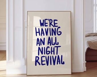 All Night Revival Wall Art Trendy Cowgirl Wall Art Cowgirl Coastal Blue Trendy Hand Drawn Preppy Dorm  Wall Art Retro Digital Download