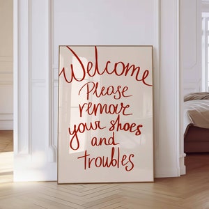 Shoes Off Sign Funny Entryway Wall Art Retro Print No Shoes Printable No Shoes Please Print Entrance Sign Retro Hand Drawn Poster Digital