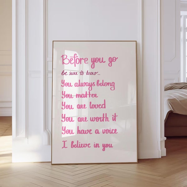 Dorm Affirmation Wall Art Decor Dorm Room Sign Graduation gift College Quote Print Preppy Y2K Wall Art Positive Wall Art Printable Wall Art