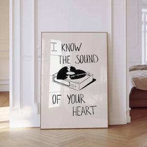 Love Quote Print Minimalist Music Lover Poster Aesthetic Living Room Art Vinyl Record Feminine Wall Art Girly Art Digital Download