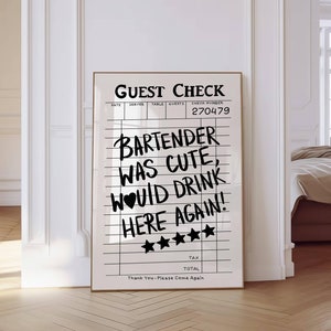 Trendy gast cheque barman was schattig print retro muurkunst keuken muur prints barwagen print preppy handgetekende muur kunst esthetische print