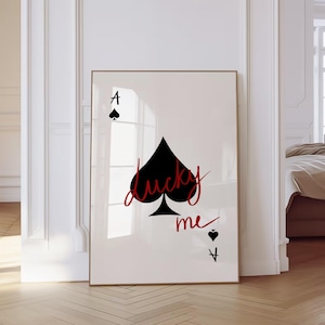 Trendy Asso di picche stampa Lucky Me Poster Trendy Retro Wall Art Estetica Stampa Carta da gioco Poster Preppy y2k Room Decor Download digitale