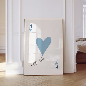 Herz As Poster, Spielkarte Druck, trendige Retro Kunst, Küchendruck Geschenk, ästhetisches Dekor für die Küche, modernes Haus, Galeriewand