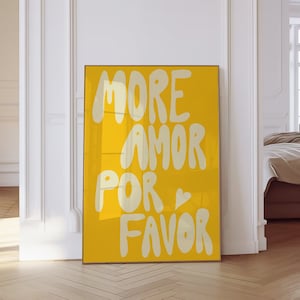 Amor Por Favor muurkunst Sunshine - moderne eclectische muurkunst geel instant download - liefdescitaat, trendy retro design