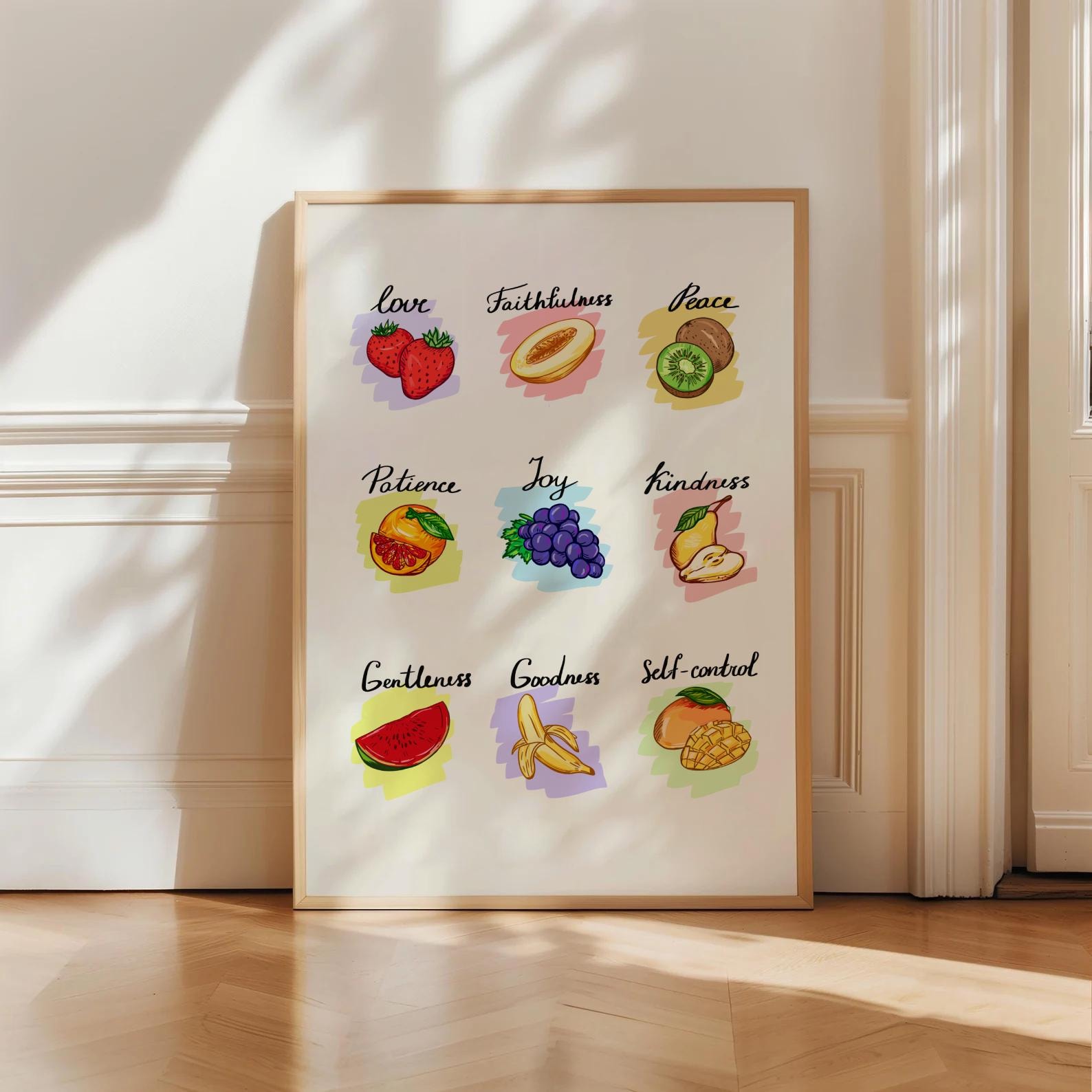 Fruit of the Spirit Art Print Retro Christian Wall Art Bible Poster ...