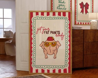 Funny Thanksgiving Print Funny Turkey Poster Retro Kitchen Wall Art Fall Decor Humorous Fall Wall Art Printable Gift Idea Digital Prints