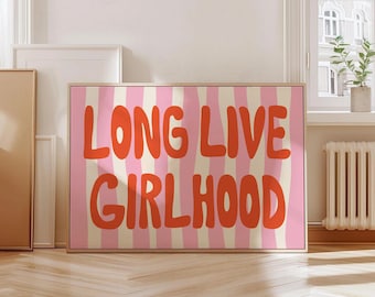 ¡Viva la feminidad! Lámina decorativa para pared. Póster con letrero colorido y moderno para habitación de niña. Decoración de pared para dormitorio. Descarga digital.