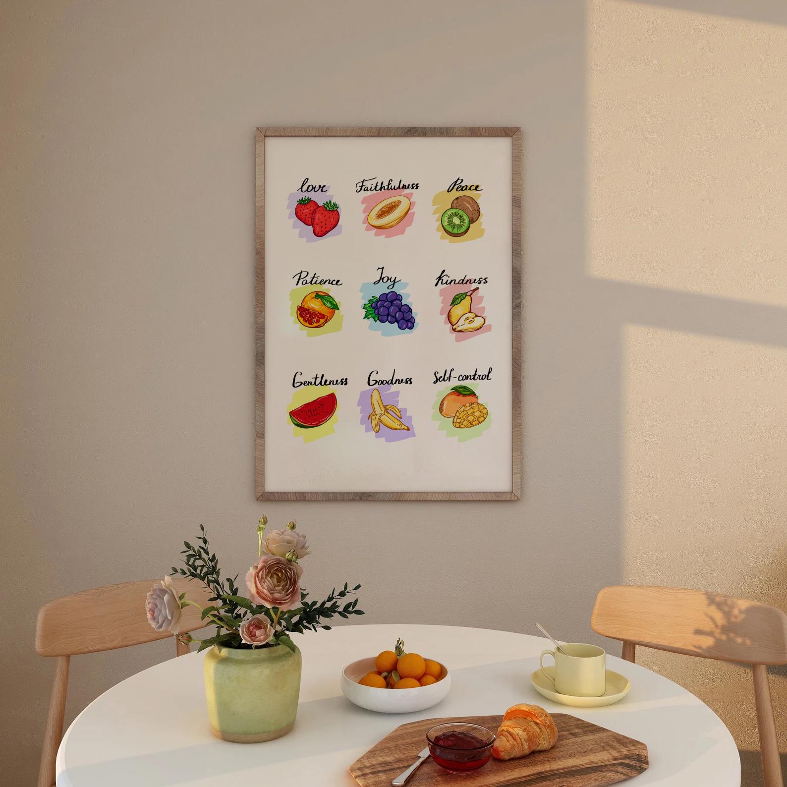 Fruit of the Spirit Art Print Retro Christian Wall Art Bible Poster ...