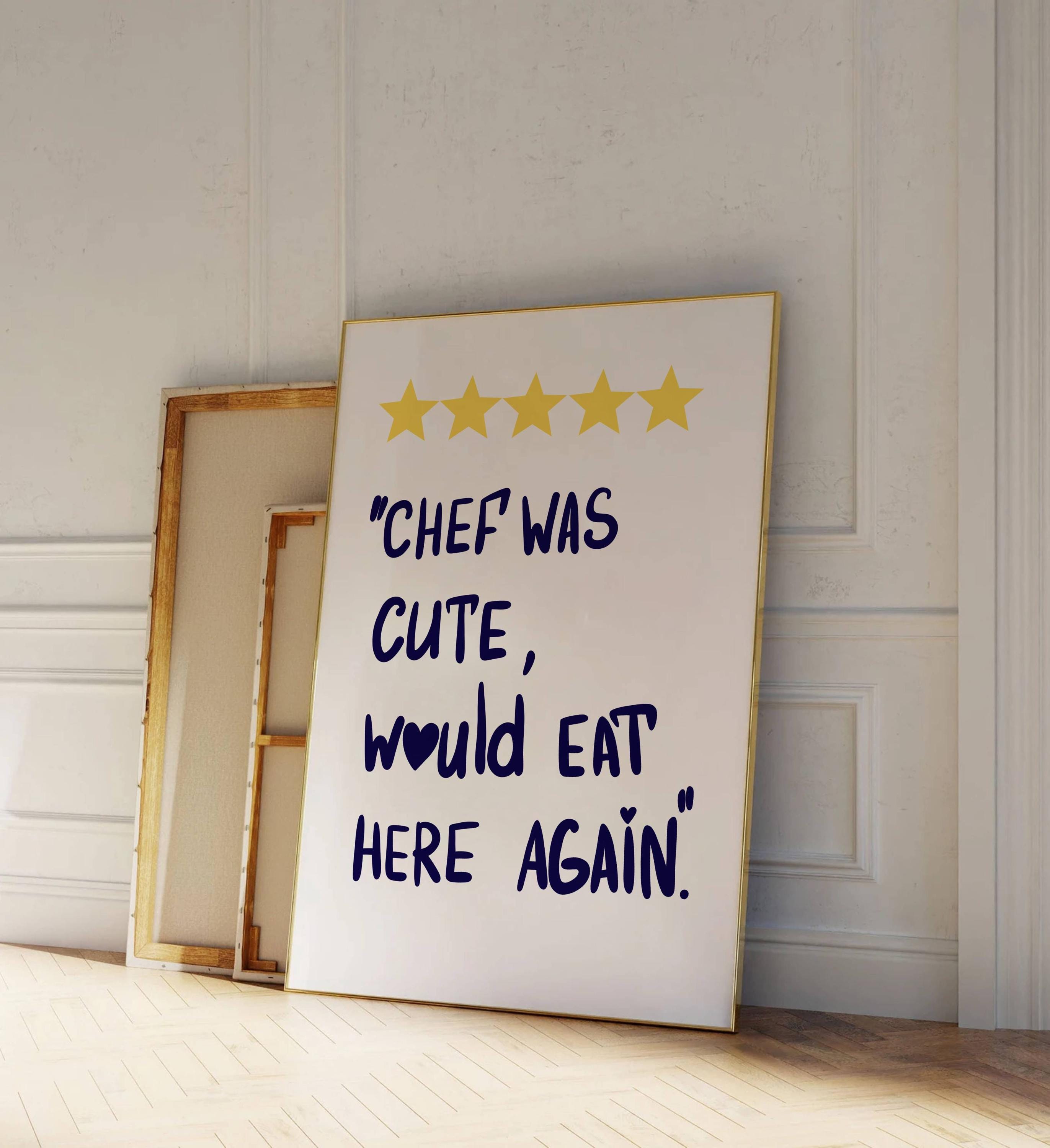 chef was cute aesthetic kitchen print retro wall art... Chef Was Cute Aesthetic Kitchen Print Retro Wall Art Blue Kitchen Wall ...