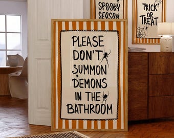 Funny Halloween Bathroom Sign Spooky Guest Bathroom Halloween Wall Art Halloween Decoration Fall Decor Vintage Halloween DIGITAL
