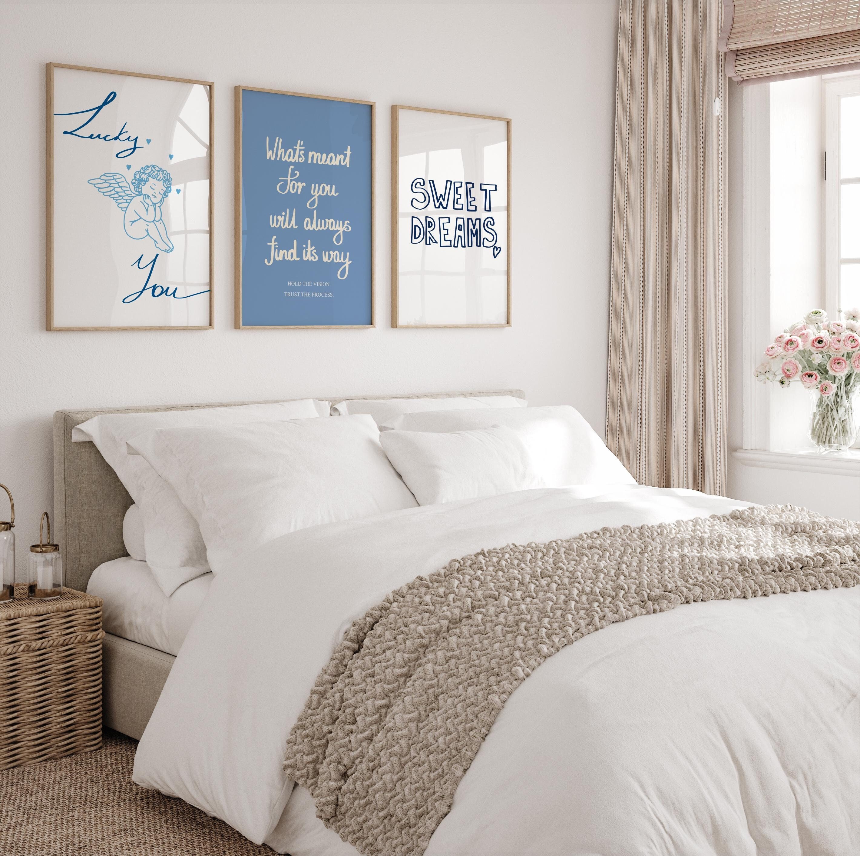 Light Blue Set of 3 Print Above Bed Wall Decor Trendy Sweet Dreams Wall Art Cute Preppy Room Decor Aesthetic y2k Dorm Gallery PRINTABLE