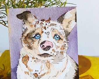 Custom tiny watercolor pet portrait