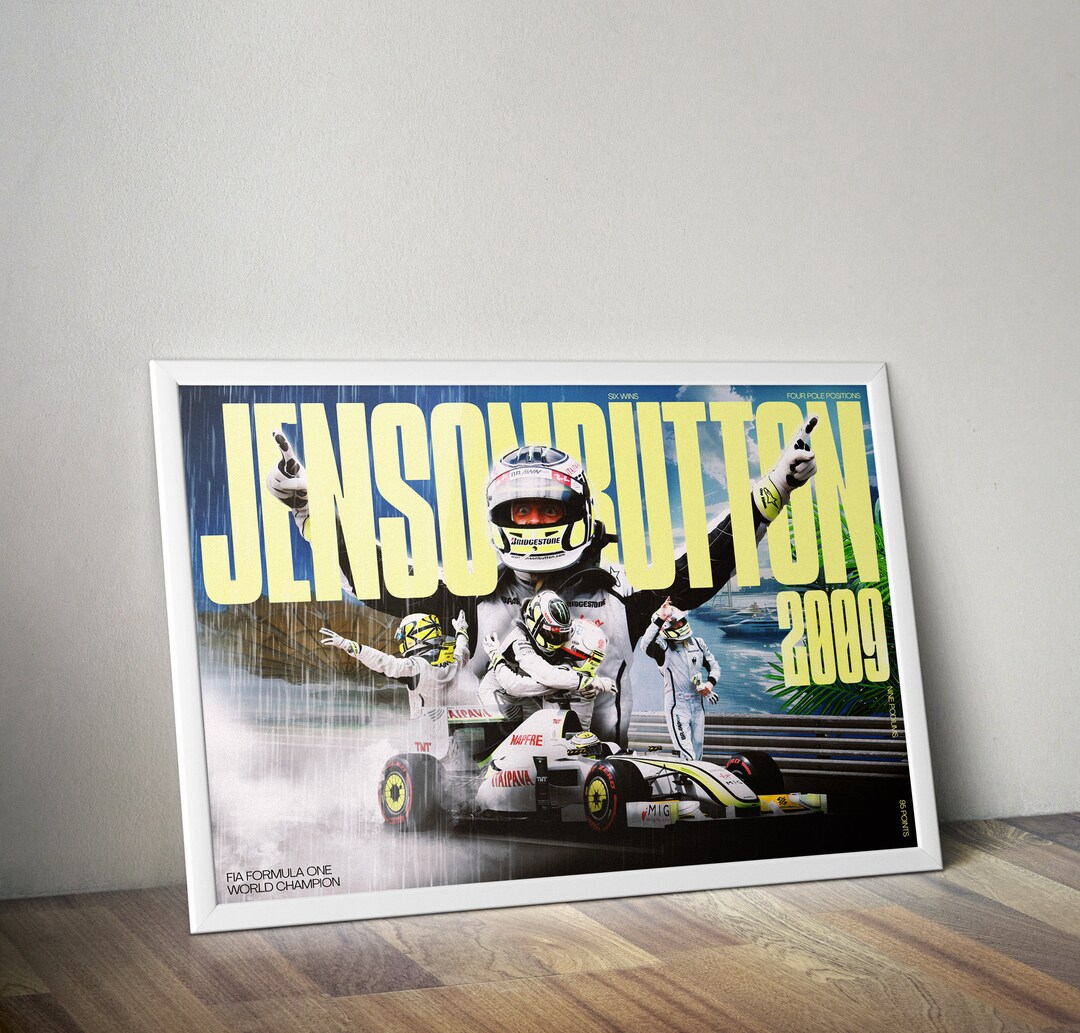 Brawn, Jenson Button Poster, F1 Racing Poster, Mercedes, F1 Fan Gift ...