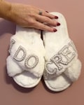 I Do Crew Slippers | Bridesmaid Pearl & Rhinestone Bridal Party Gift product logo