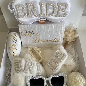 The Ultimate Luxury Personalised Bridal Hamper in beautiful Gift Box for the bride to be for wedding / hen party / christmas