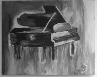 Acrylgemälde (schwarz-weiß) "PIANO"