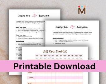 Self Care Checklist | Self Esteem | Self Love worksheet | Self Care Prompts | Self Love Healing Worksheet | Printable Download