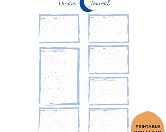Dream Journal Printable PDF Capture and Reflect on Nightly Dreams | Moon & Stars Design