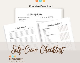 Self-Care Guide Checklist Weekly and Daily Journal Printable Download