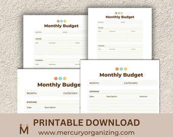 Printable Budget Planner PDF - Organize Your Finances, Track Expenses, Save Money | Budget Worksheet for Personal & Small Business Use