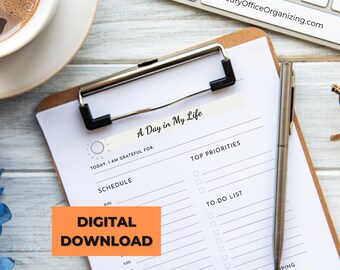 Daily Planner| "Day in My Life" Printable PDF Download | Productivity Planner | Organize your Day Checklist | Printable 8.5x11 Template