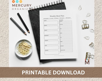 Weekly Meal Planner and Grocery | Checklist | Meal Planning Template | Worksheet | Printable Download | 8.5x11 PDF