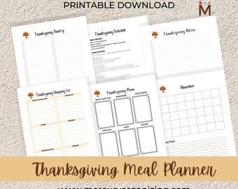Ultimate Thanksgiving Planner Printable – Meal Prep, Menu, Shopping List & Checklist for Stress-Free Holiday Hosting | Instant PDF Download