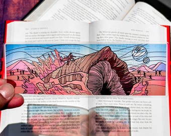 Dune Paul Rides Sandworm Stained Glass Bookmarks (Transparent Bookmark, Stained Glass Art, Book Lover, Fantasy Book Reader Gift)