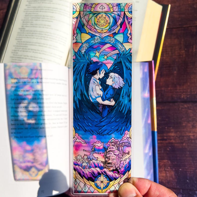 Totoro Stained Glass Bookmark, Studio Ghibli Bookmarks (Transparent Bookmark, Fantasy Book Reader Gift) Howl