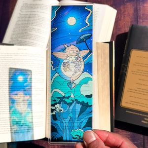 Totoro Stained Glass Bookmark, Studio Ghibli Bookmarks (Transparent Bookmark, Fantasy Book Reader Gift) Toto