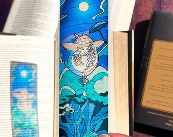 Totoro Stained Glass Bookmark, Studio Ghibli Bookmarks (Transparent Bookmark, Fantasy Book Reader Gift)