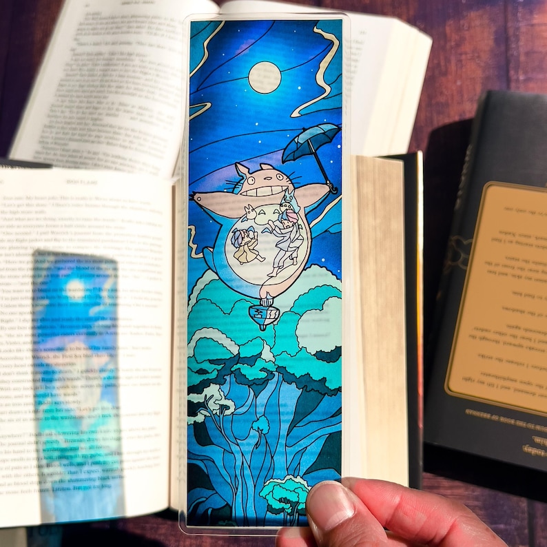 Totoro Stained Glass Bookmark, Studio Ghibli Bookmarks (Transparent Bookmark, Fantasy Book Reader Gift) Toto