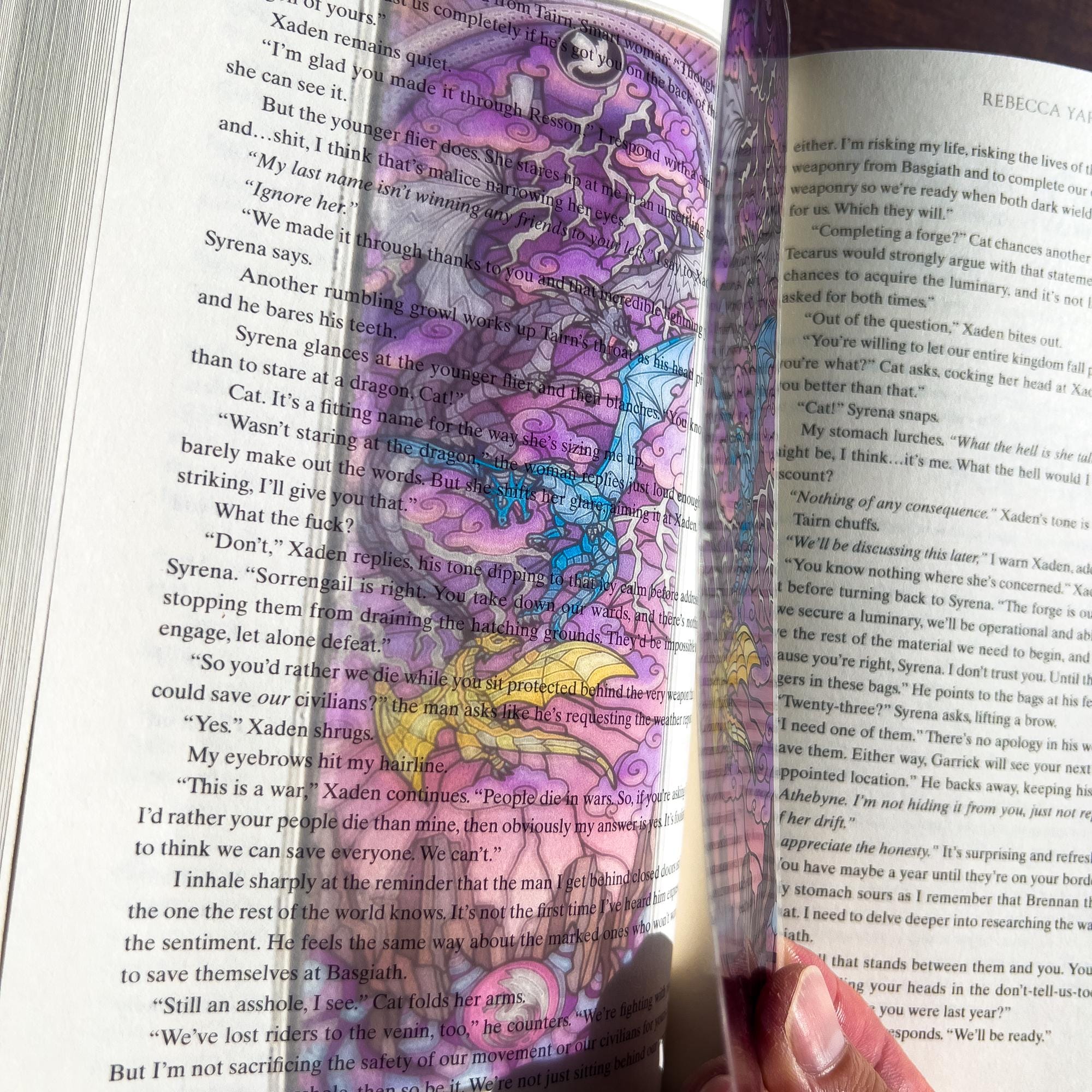 Dragons Stained Glass Bookmarks (Fourth Wing Transparent Bookmark, Stained Glass Art, Book Lover, Fantasy Book Reader Gift)