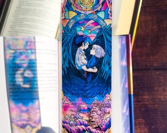 Howls Moving Castle Stained Glass Bookmark, Studio Ghibli Bookmarks (Transparent Bookmark, Fantasy Book Reader Gift)
