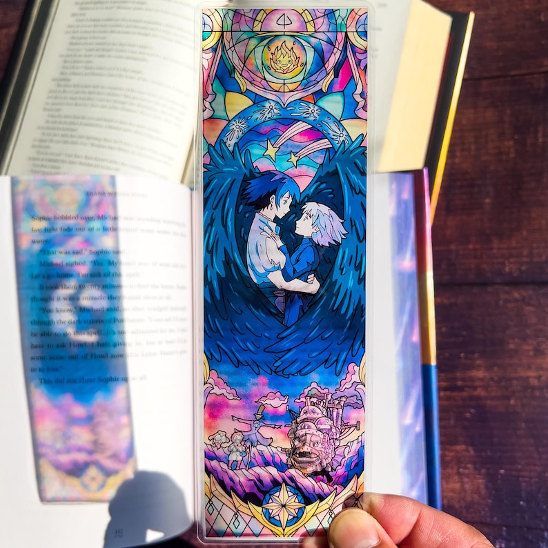 Howls Moving Castle Stained Glass Bookmark, Studio Ghibli Bookmarks (Transparent Bookmark, Fantasy Book Reader Gift) Howl