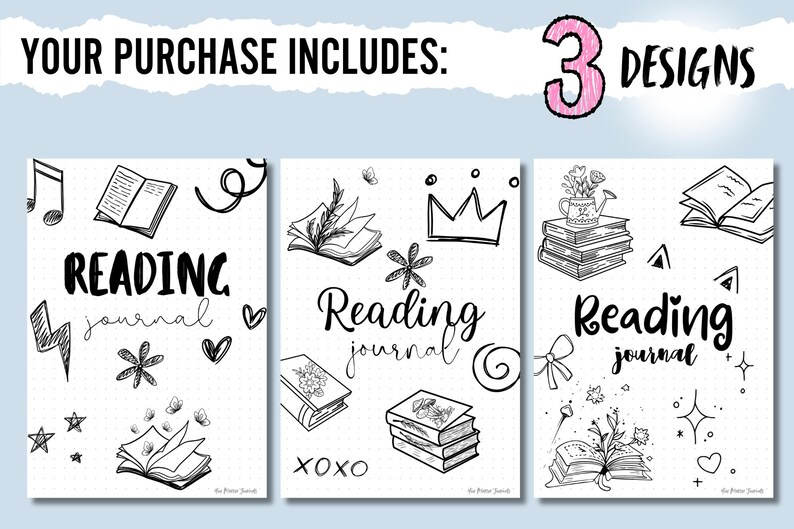 Reading Journal Cover Page, Reading Tracker, PRINTABLE Journal Page ...
