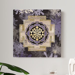 Sri Yantra Wall Art Panel - Sacred Geometry Decor, Spiritual Art, Zen Home Decoration, Meditative Wall Hanging, Yoga Room Art