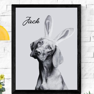 Easter Pet Portrait Custom, Funny Dog Cat Art, Personalized Pet Gift for Easter, Custom Easter Pet Artwork with Bunny Ears Gift for her