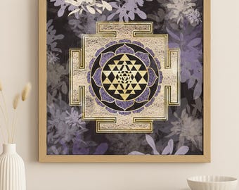 Sri Yantra Digital Wall Art – Sacred Geometry Printable | Spiritual Mandala for Meditation, Yoga, Chakra Healing Decor