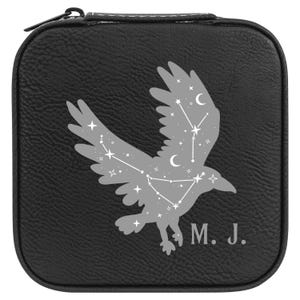 Personalized Witchy Woman Gift Celestial Raven Leather Jewelry Organizer Gift for Her Halloween Christmas Birthday Women Mystical Accessory