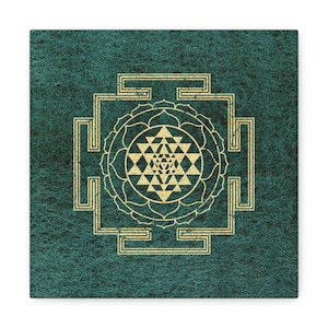 Impressão em tela Sri Yantra, arte de parede de meditação, decoração de geometria sagrada, arte geométrica, decoração espiritual para casa, presente para iogues