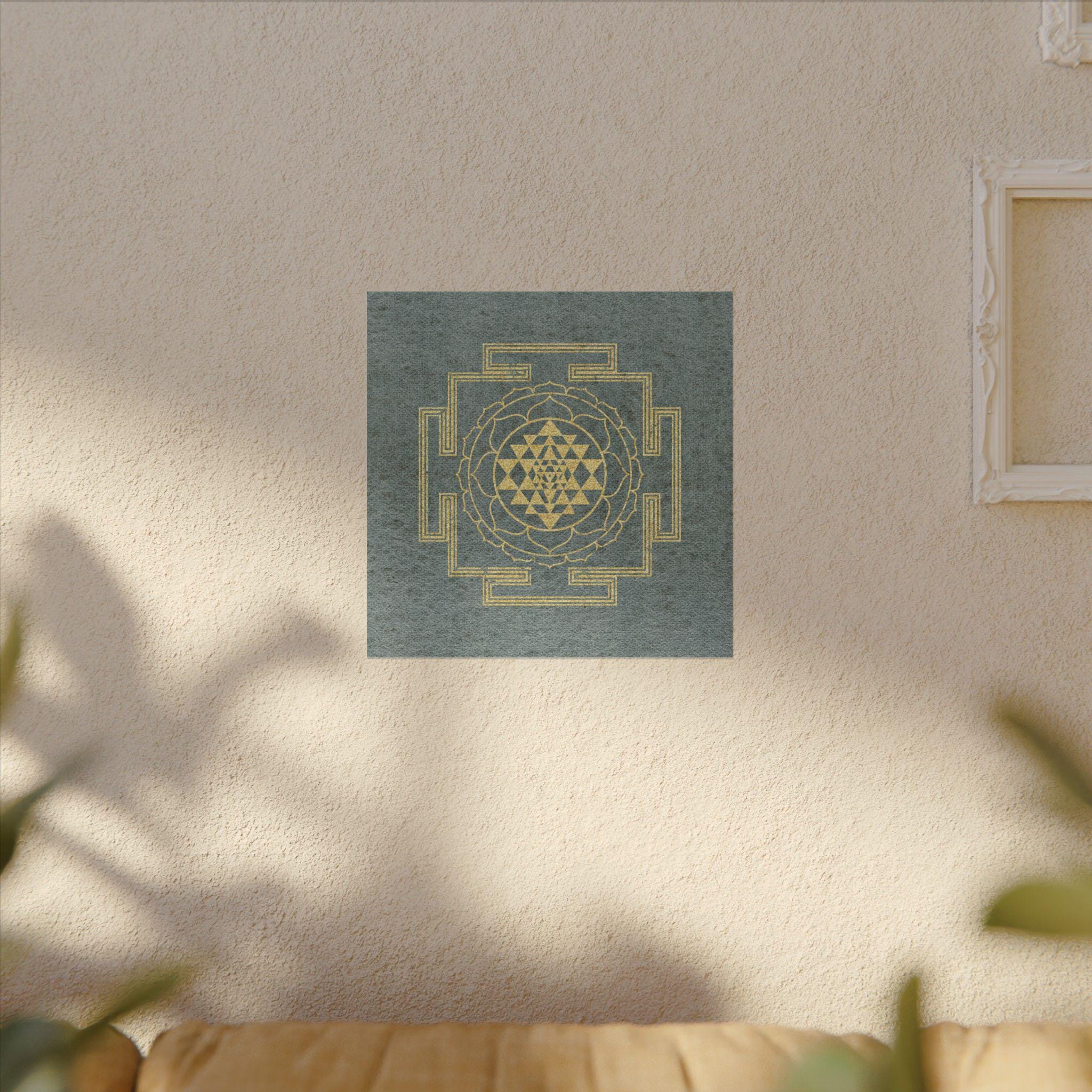 Sri Yantra Textured Watercolor Matte Poster on Soft Gray Background - Etsy