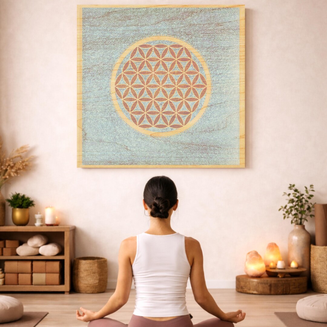 Custom Flower of Life Wood Panel Sacred Geometry Yogastudio Wall Art ...